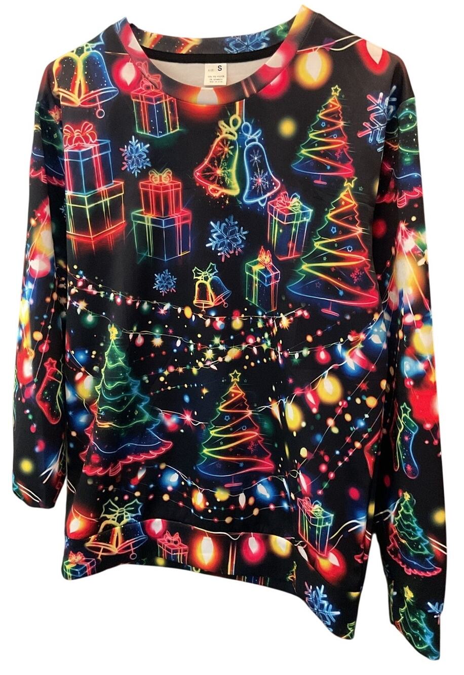 Unisex Small Christmas Bright Neon Lighting Ugly Christmas Top For Christmas